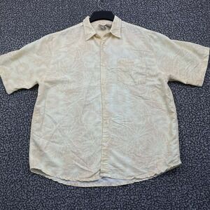 Ocean Pacific Shirt Men Extra Large Beige Hawaiian Button Up Short Sleeve XL